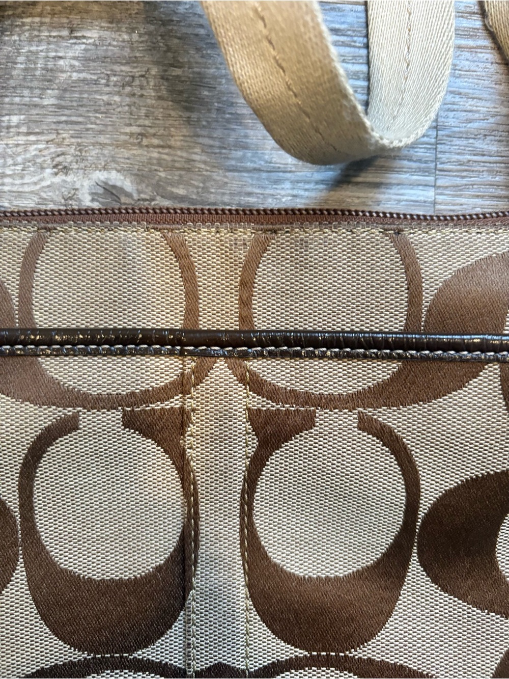 Coach Two-Tone Signature Crossbody in Brown and Tan - Picture 2 of 4
